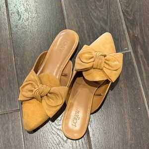 J. Crew Tan Suede Bow Mules